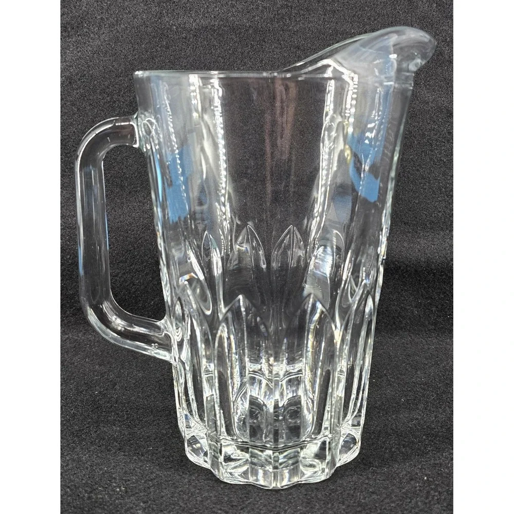 Vintage Italy Fluted Crystal Glass‎ Pitcher Heavy Juice Beverage Water Lipped 9